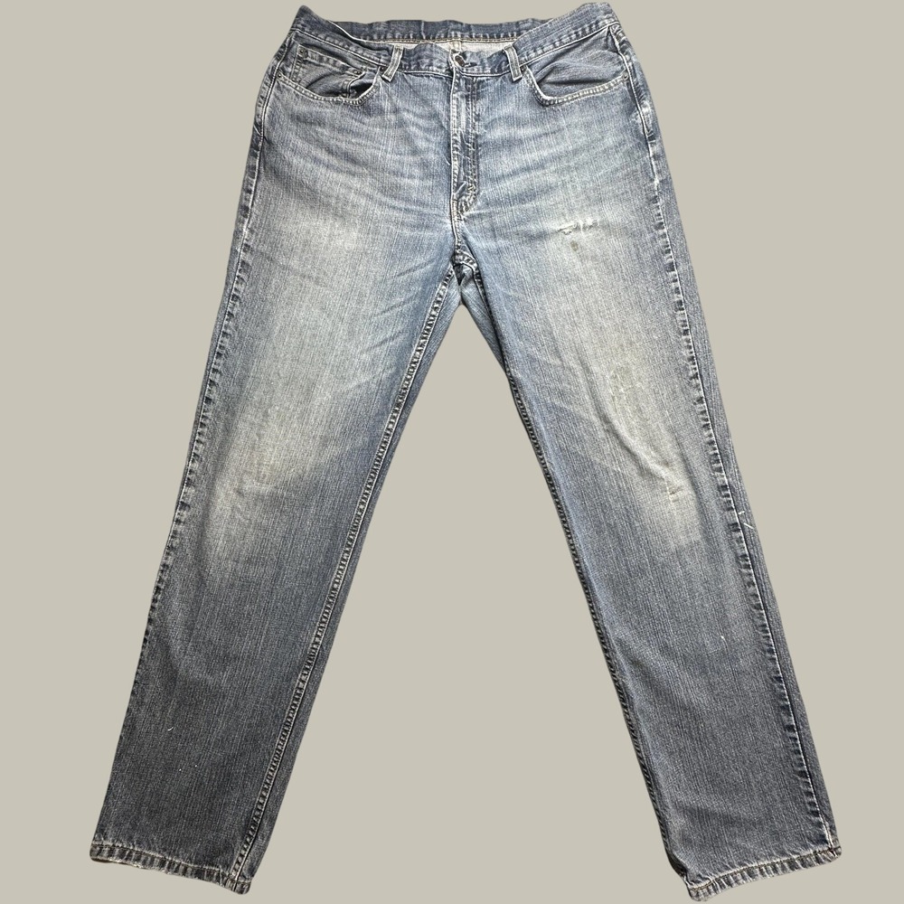 Levi's Jeans Mens 36x34 Straight Leg Blue Distressed Faded Paint Splatter Denim